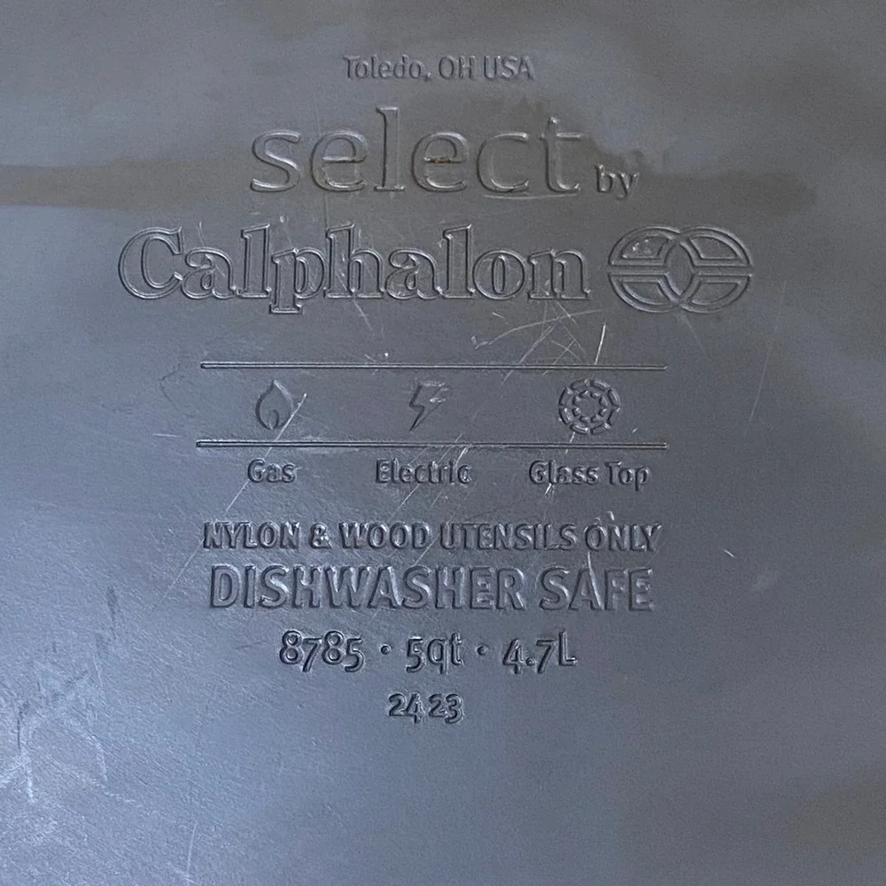 Calphalon Select 5 Qt Nonstick Dutch Oven Stock Pot Glass Lid 8785